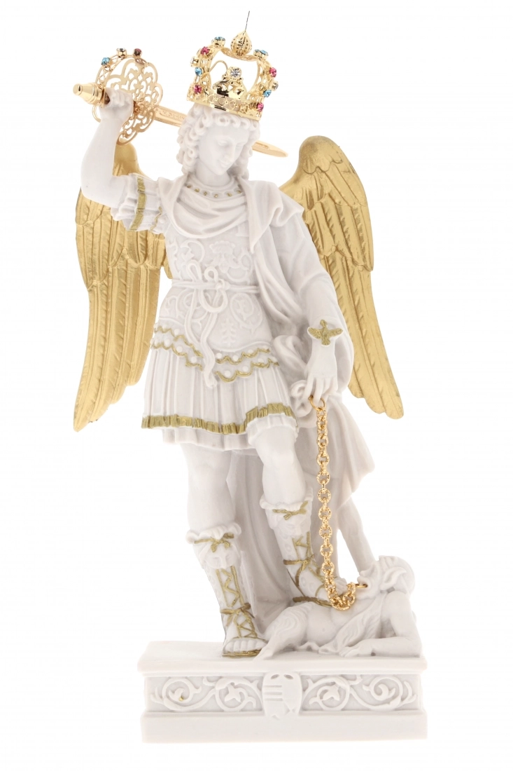 Vendita online statua san michele arcangelo in resina bianca 35cm